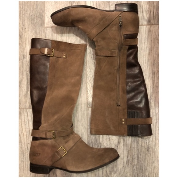 UGG Shoes - UGG Brown Leather Suede Knee High Boots